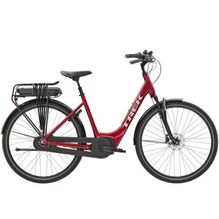 Bicicleta eléctrica TREK District+ 4 Lowstep 500 Wh GRANATE XL