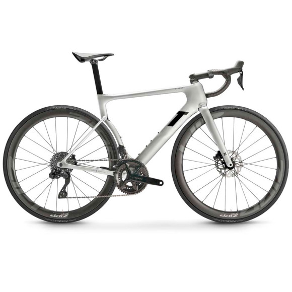 Bicicletta con ruote in carbonio 3T Strada 105 Di2 2x12 700C ARGENTO XXS