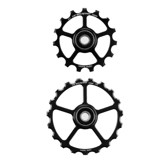 Rodas de polia superdimensionadas CERAMICSPEED sobressalentes 15 19 revestidas de liga preta 