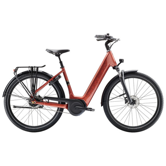 Bicicleta eléctrica TREK District+ 4 Lowstep Contrapedal 800 Wh 2025 NARANJA XS